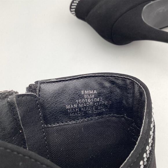 12 Thompson Women's Black Suede Rhinestone Ankle Boots Size 9.5 - Picture 9 of 11